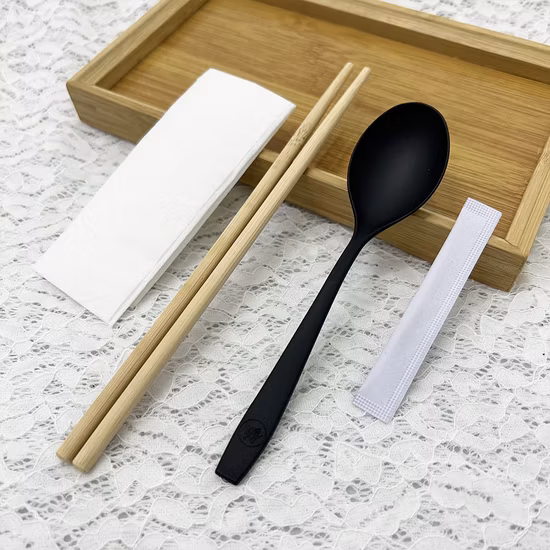 使い捨てクラフト紙フィルム箸セットスプーンティッシュペーパーつまようじ卸売カスタム