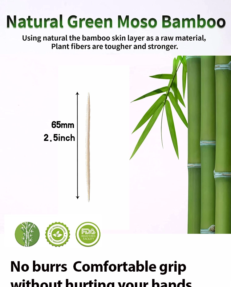 Toothpicks Custom Design Disposable Bamboo Tableware 65mm Length Bamboo Toothpicks for Dinner