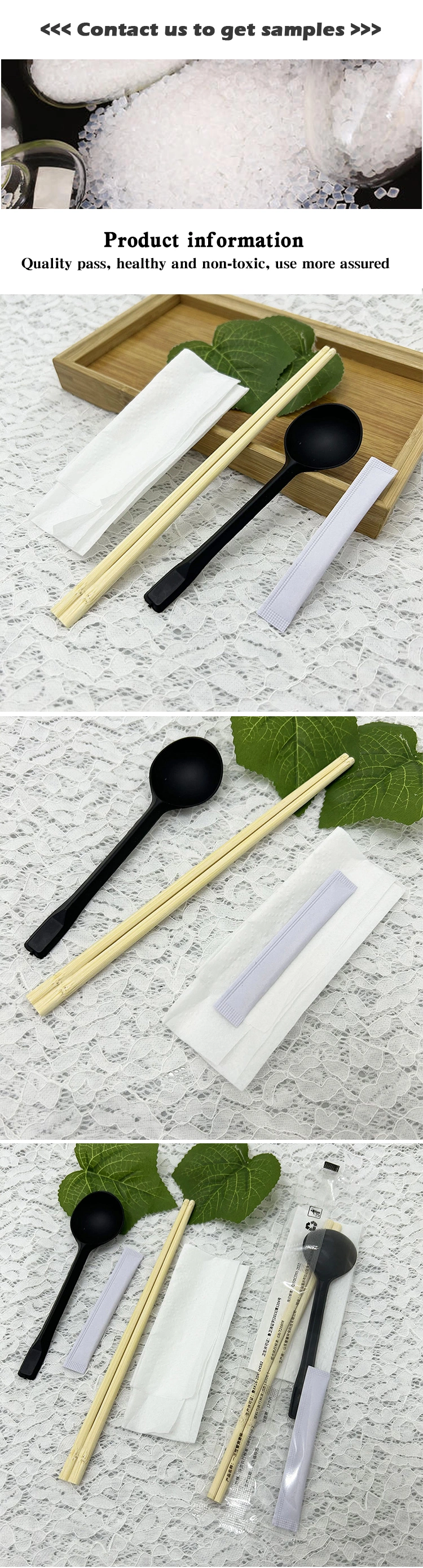 Disposable Clear Heat-Sealed Film Chopsticks Set Spoon Tissue Paper Toothpicks Wholesale Custom